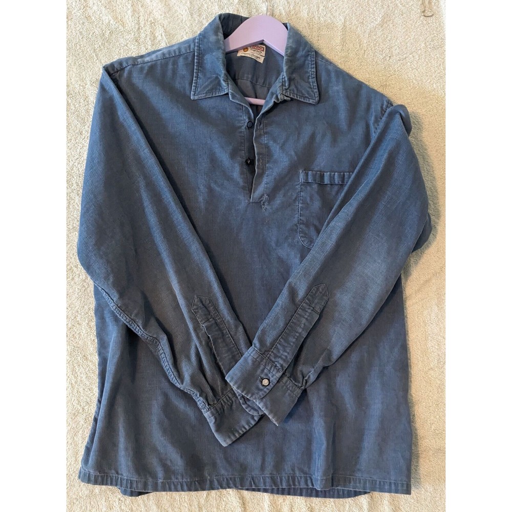 Vintage Hickok 60s Shirt Mens L Hippie corduroy charlie manson? side vents!